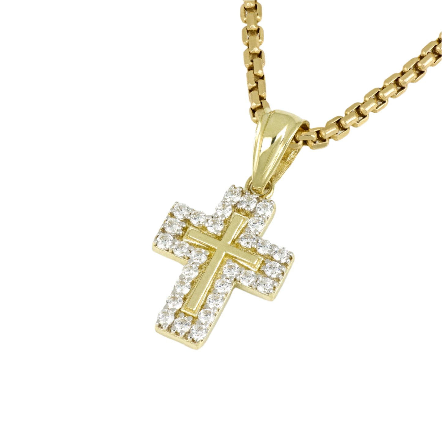 Diamond Cross Outline In 14K Solid Gold