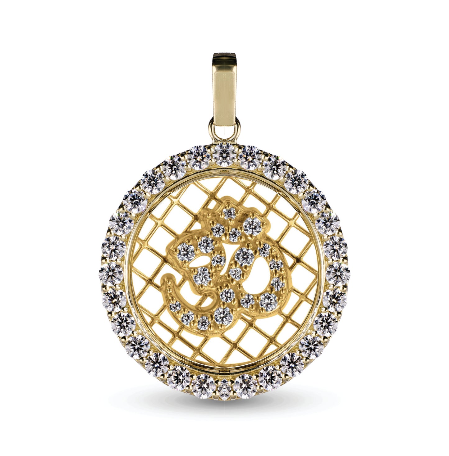 Diamond Om Pendant In 14K Solid Gold