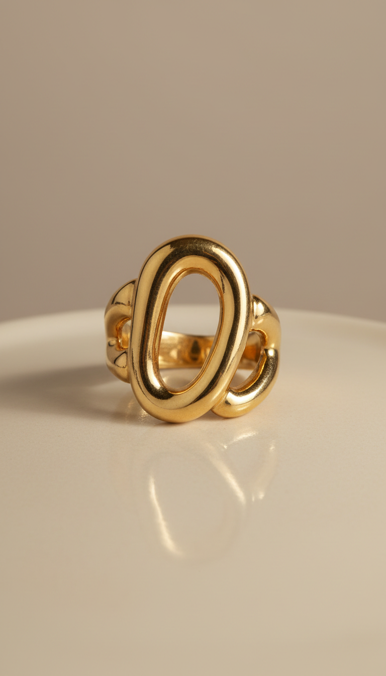 14k Gold Crescent Ring