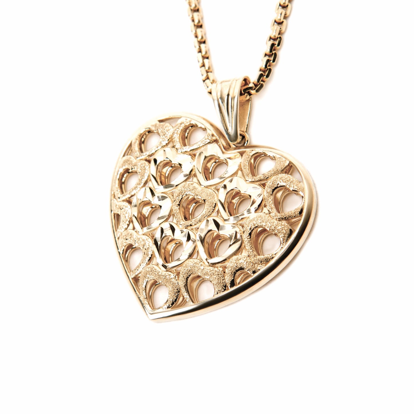 Diamond Cut Heart Pendant In 14K Solid Gold