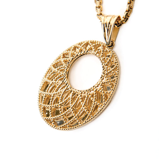 Large Oval Pendant In 14K Solid Gold