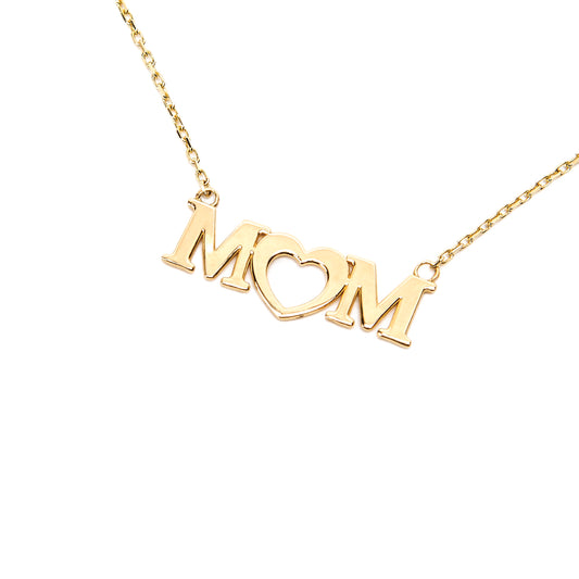 Mom Necklace In 14K Solid Gold