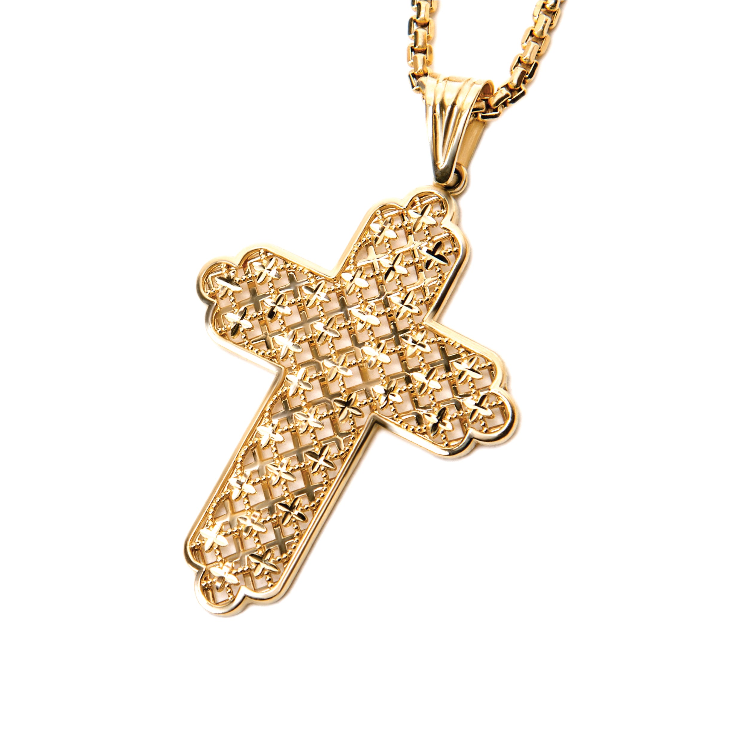 $350 NWT Solid 14k sold Gold Swirl Cross Pendant Christian