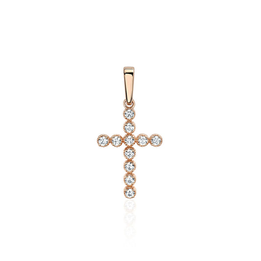 16 Stone Diamond Cross In 14K Solid Gold