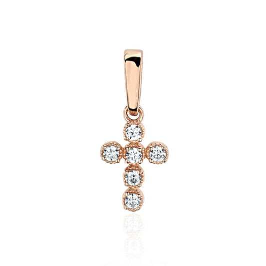 6 Stone Diamond Cross In 14K Solid Gold