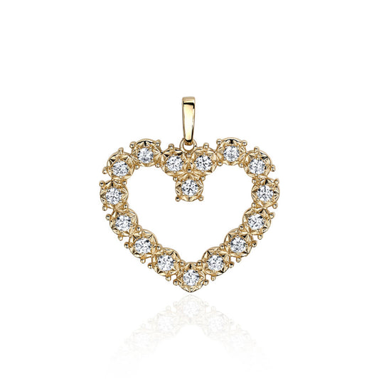 Diamond Heart Necklace In 14K Solid Gold