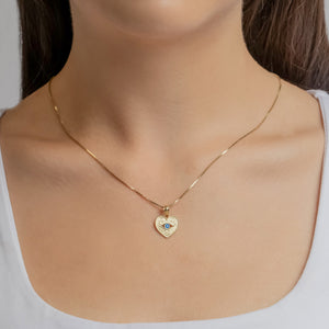 Evil Eye Heart Necklace In 14K Solid Gold