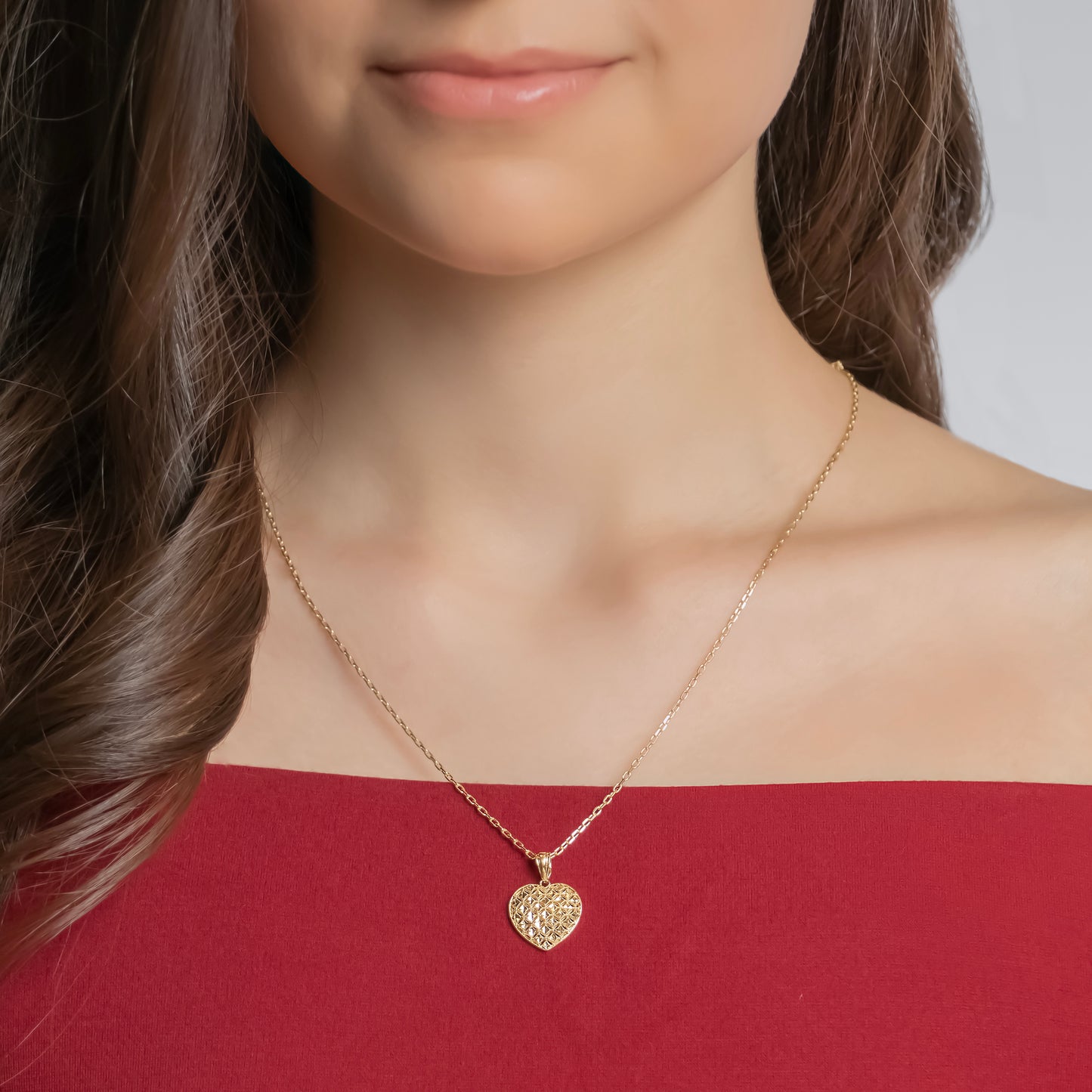 Diamond Cut Heart Pendant In 14K Solid Gold