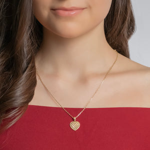 Diamond Cut Heart Pendant In 14K Solid Gold