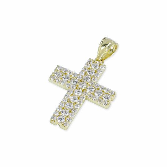 57 Stone Diamond Cross In 14K Solid Gold