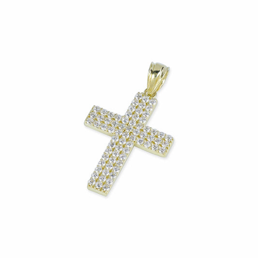 69 Stone Diamond Cross In 14K Solid Gold