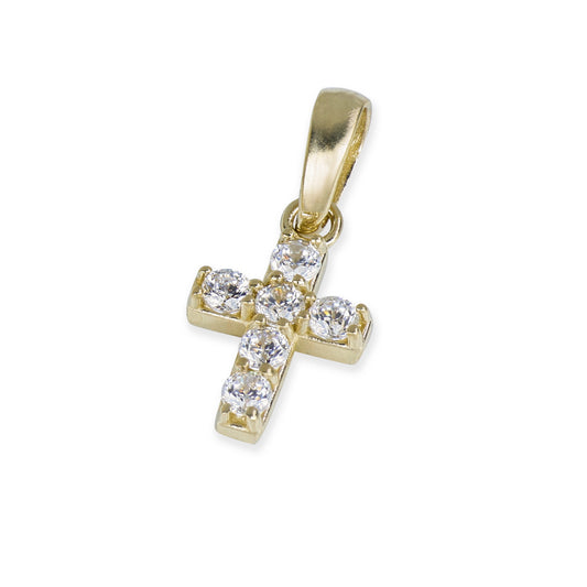 Small 6 Stone Diamond Cross In 14K Solid Gold