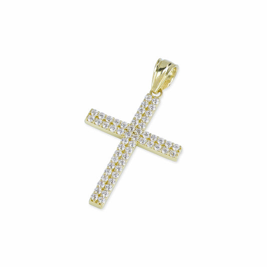 44 Stone Diamond Cross In 14K Solid Gold