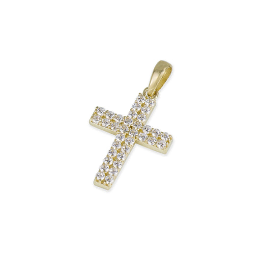 34 Stone Diamond Cross In 14K Solid Gold