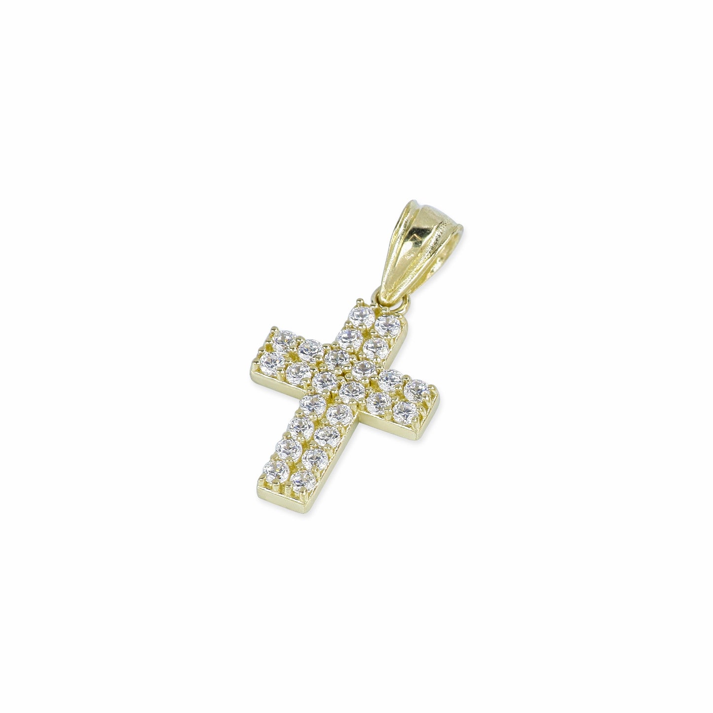 24 Stone Diamond Cross In 14K Solid Gold