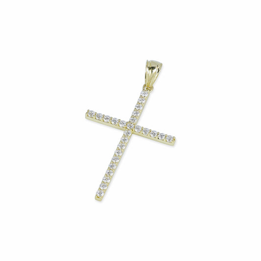 24 Stone Diamond Cross In 14K Solid Gold