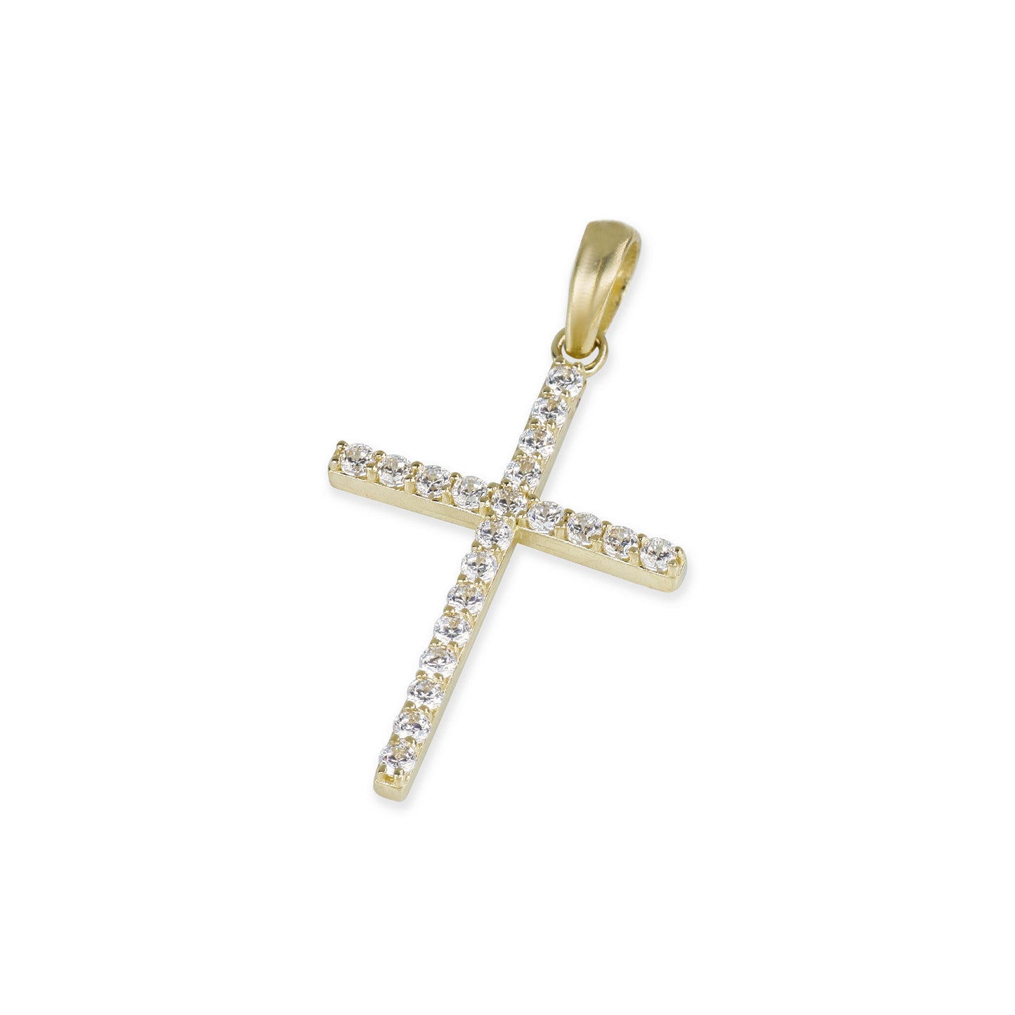 21 Stone Diamond Cross In 14K Solid Gold