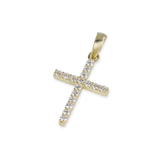 16 Stone Diamond Cross In 14K Solid Gold