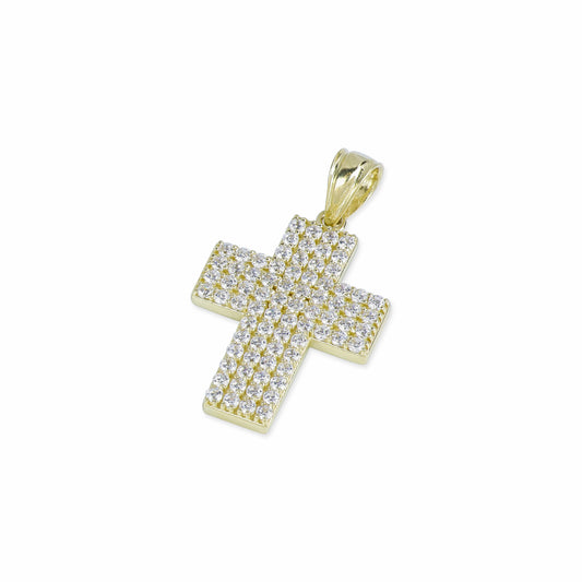 76 Stone Diamond Cross In 14K Solid Gold