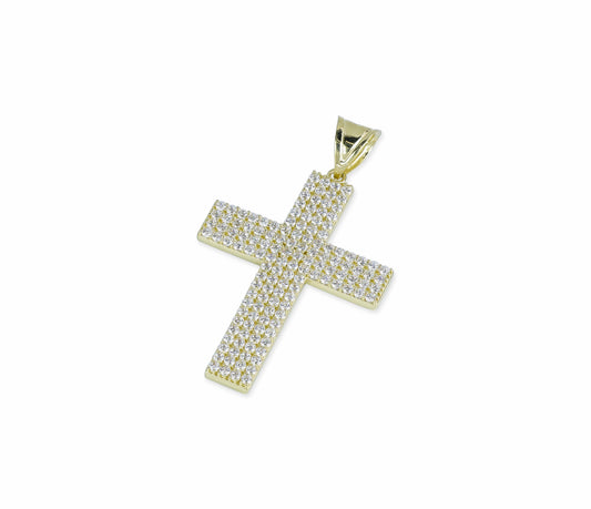 136 Stone Diamond Cross In 14K Solid Gold