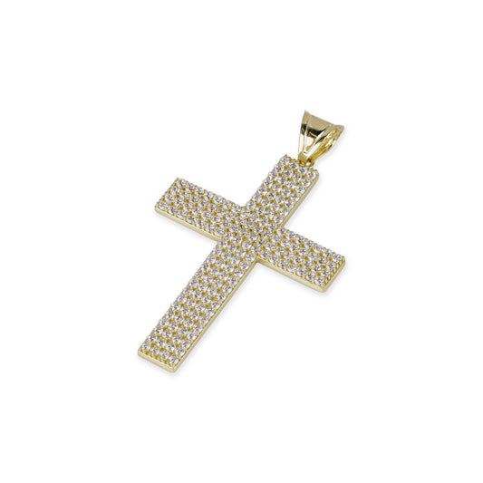 156 Stone Diamond Cross In 14K Solid Gold