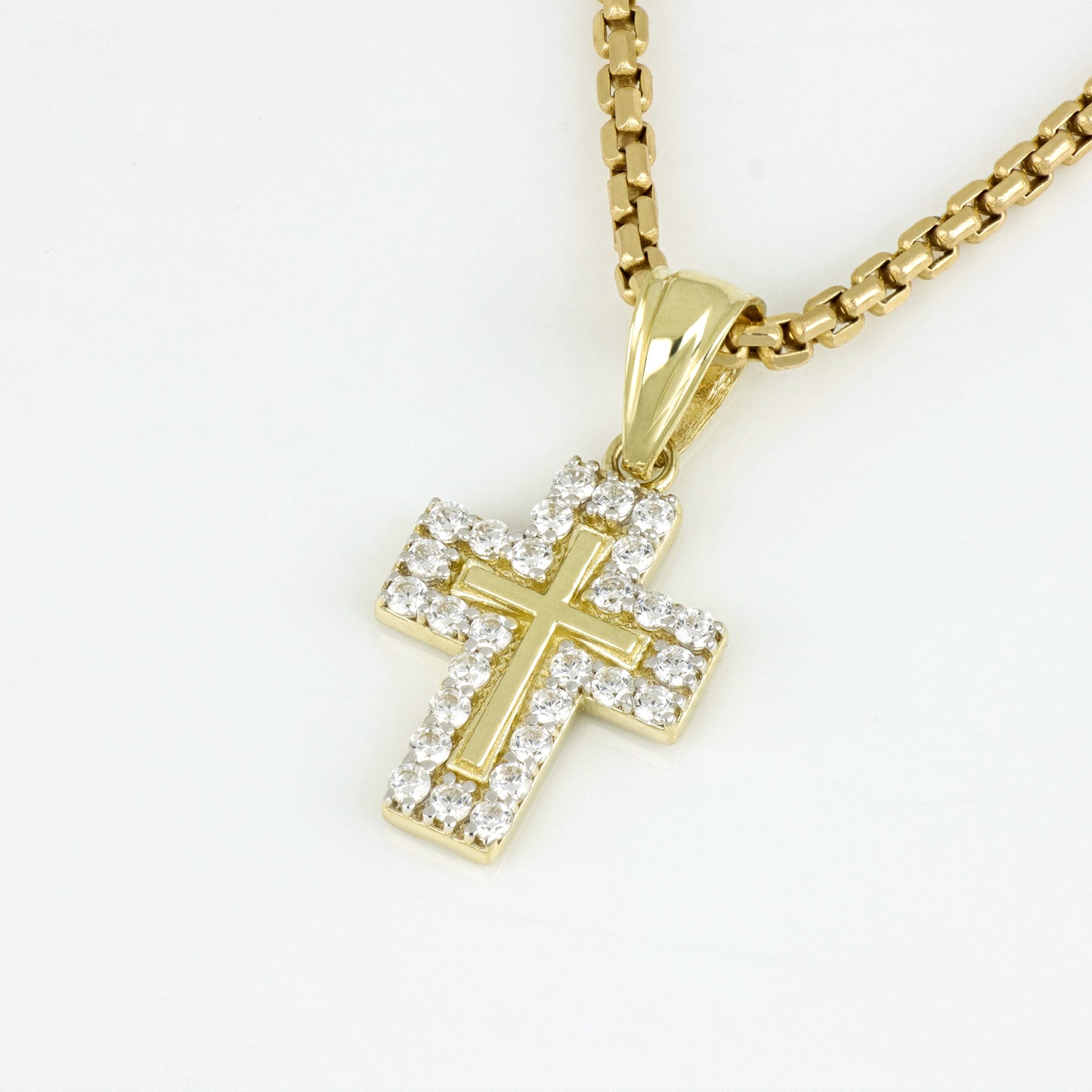 Diamond Cross Outline In 14K Solid Gold