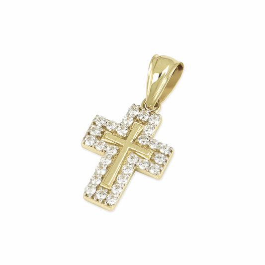 Diamond Cross Outline In 14K Solid Gold