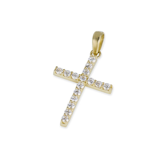 16 Stone Diamond Cross In 14K Solid Gold