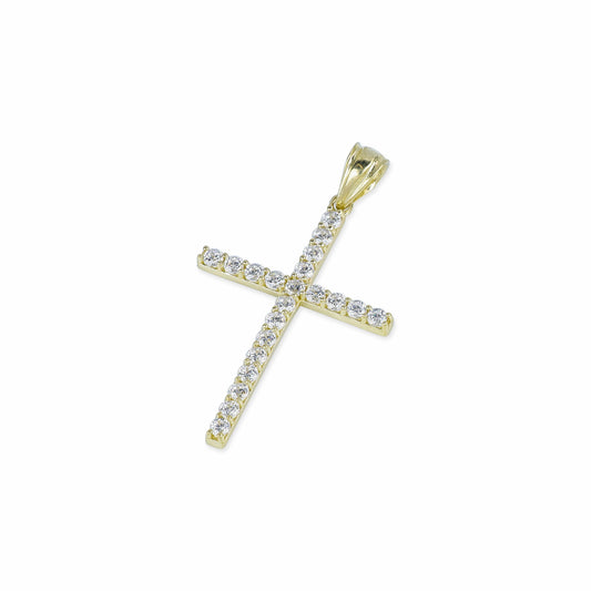 21 Stone Diamond Cross In 14K Solid Gold