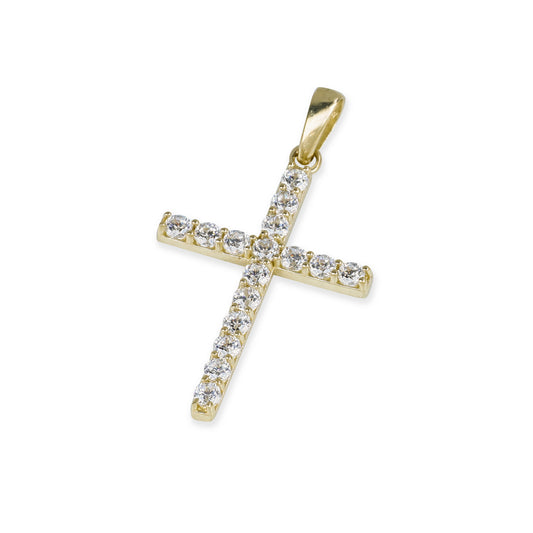 16 Stone Diamond Cross In 14K Solid Gold