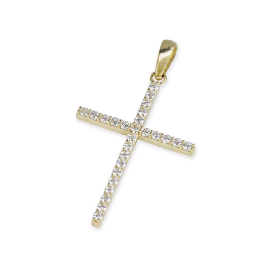 26 Stone Diamond Cross In 14K Solid Gold