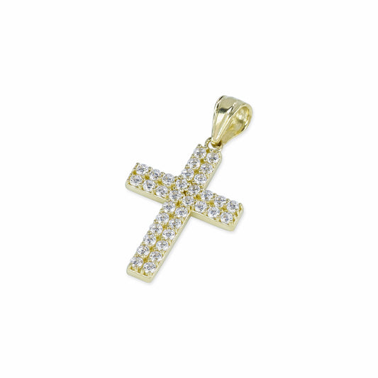 34 Stone Diamond Cross In 14K Solid Gold