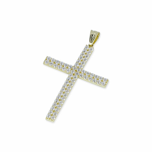 64 Stone Diamond Cross In 14k Solid Gold