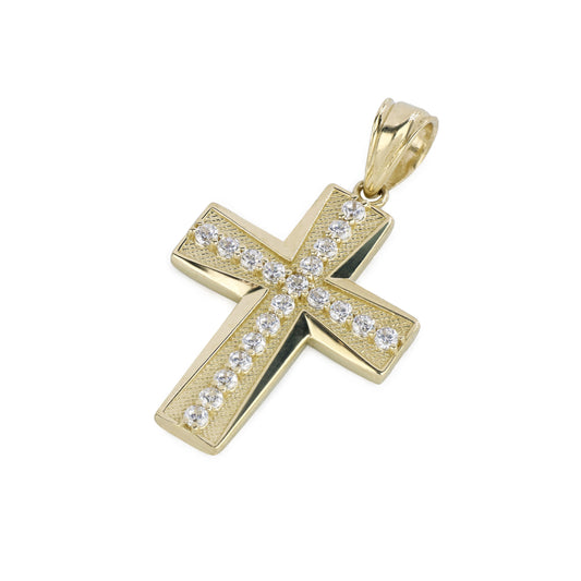 20 Stone Diamond Cross In 14K Gold