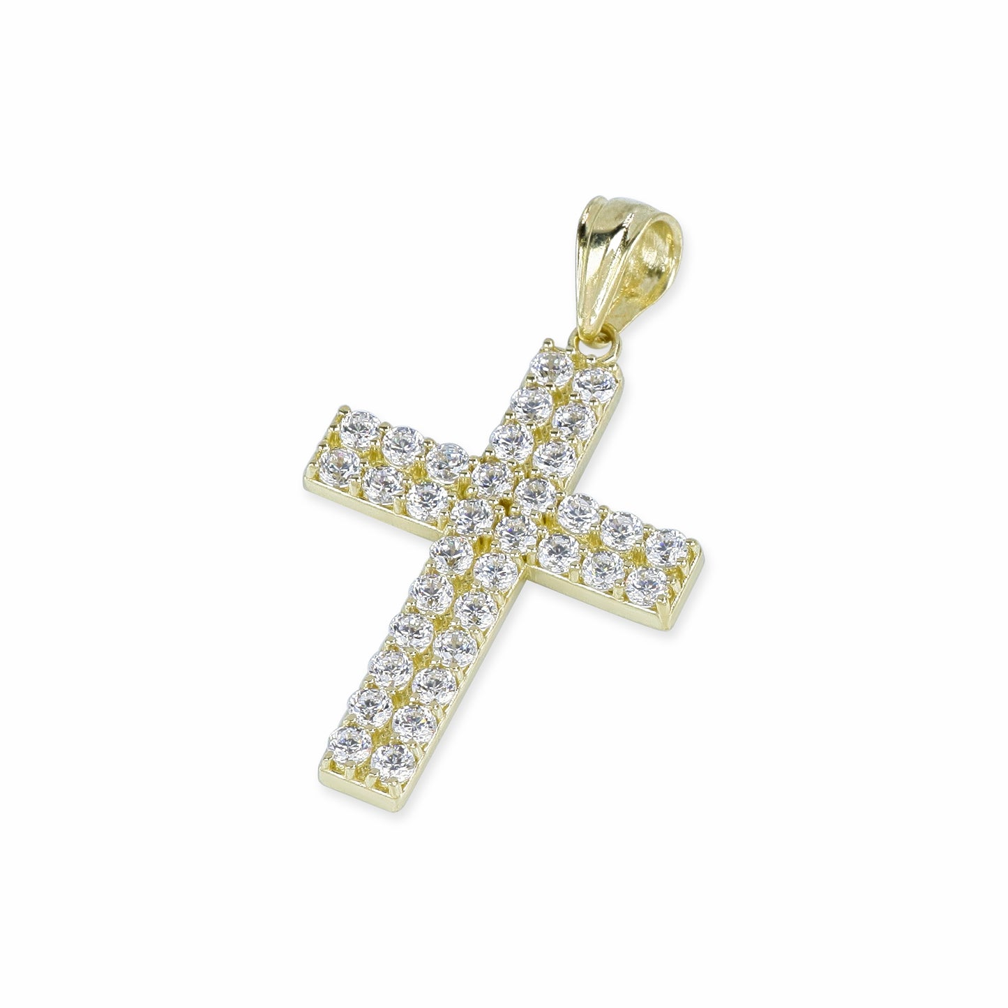 34 Stone Diamond Cross In 14K Solid Gold