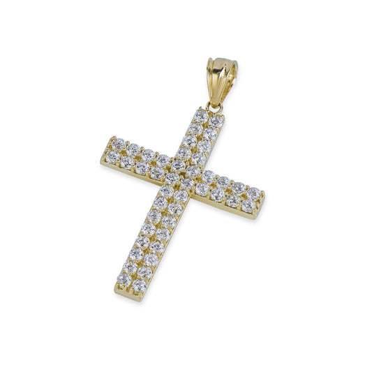 44 Stone Diamond Cross In 14K Solid Gold