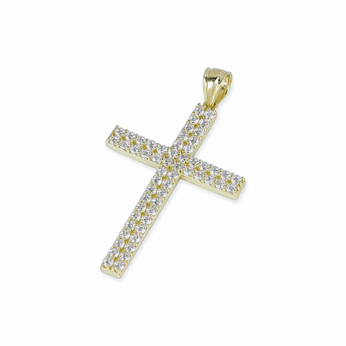 56 Stone Diamond Cross In 14K Solid Gold