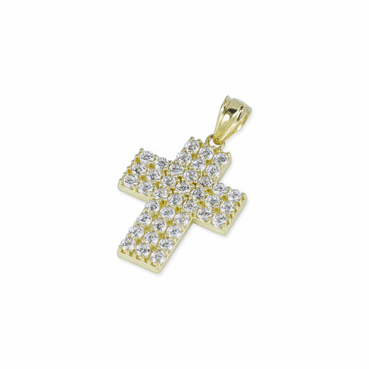 39 Stone Diamond Cross In 14K Solid Gold