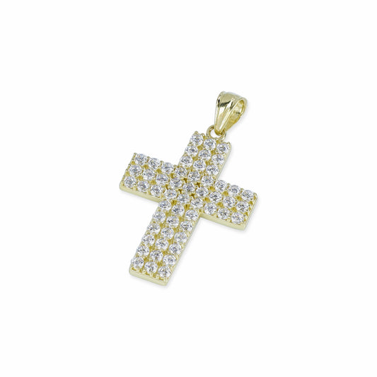 54 Stone Diamond Cross In 14k Solid Gold