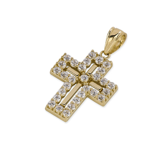 29 Stone Diamond Cross In 14K Solid Gold