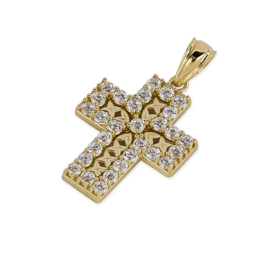 29 Stone Diamond Cross In 14K Solid Gold