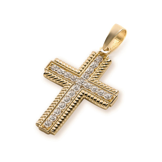 Diamond Cross In 14K Solid Gold