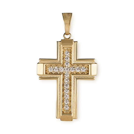 Diamond Cross In 14k Solid Gold