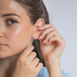 Diamond Circle Earrings In 14K Solid Gold
