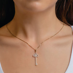 Diamond Key In 14K Solid Gold