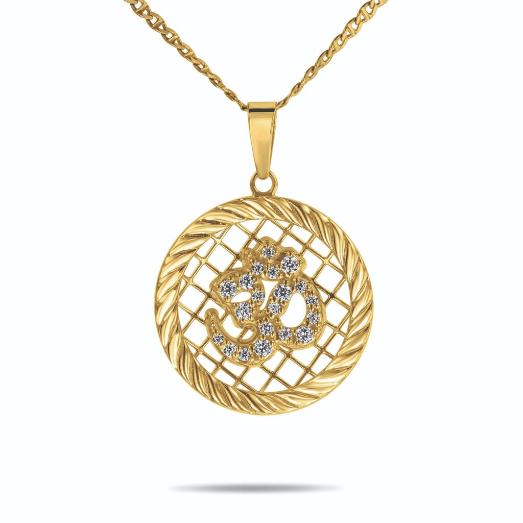 Diamond Om Pendant In 14K Solid Gold