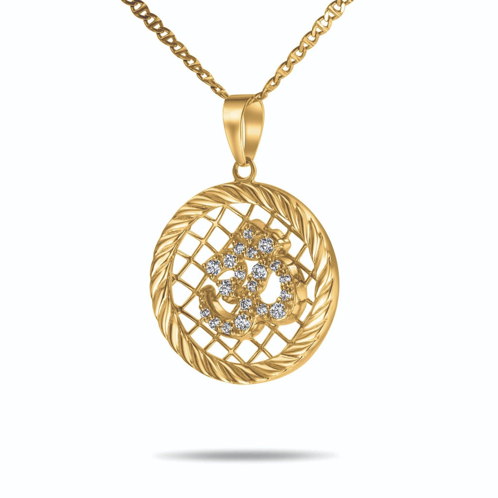 Diamond Om Pendant In 14K Solid Gold