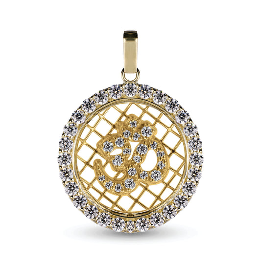 Diamond Om Pendant In 14K Solid Gold