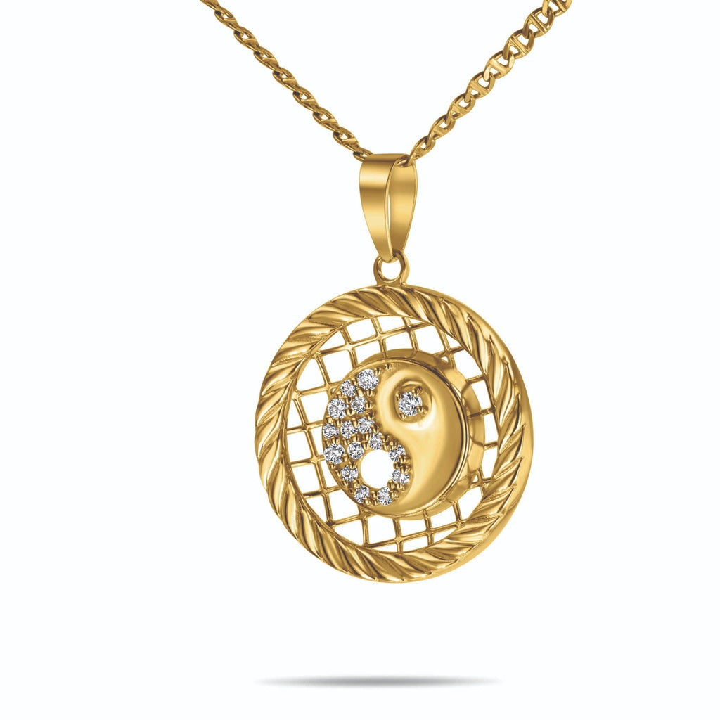 Diamond Yin and Yang Pendant In 14K Solid Gold