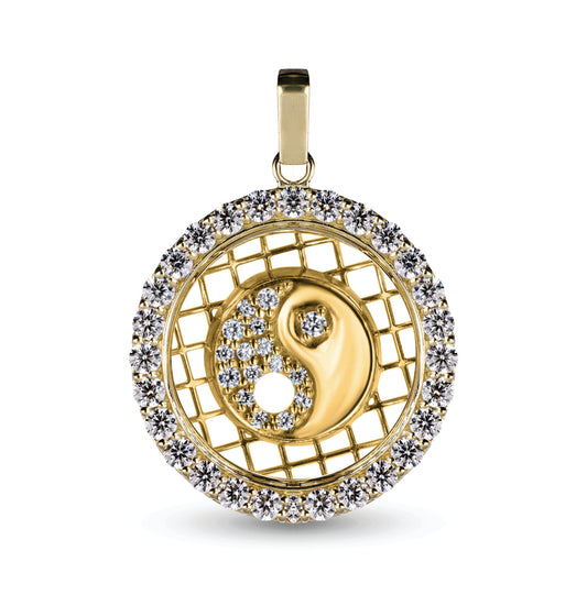 Diamond Yin and Yang Pendant In 14K Solid Gold